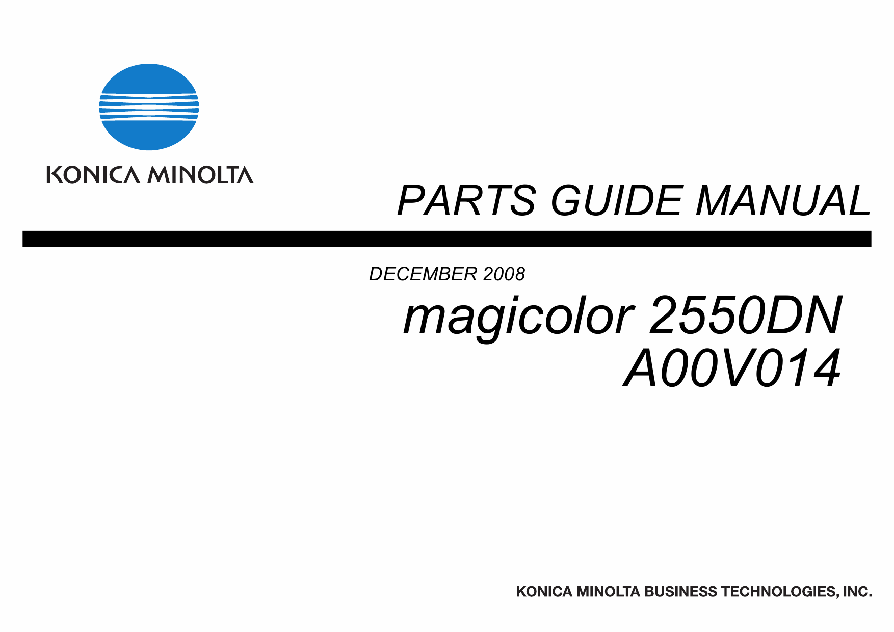 Konica-Minolta magicolor 2550DN A00V014 Parts Manual-1